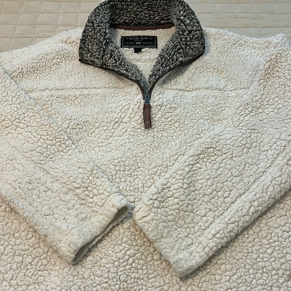 TRUE GRIT 1/4 Zip Sherpa Pullover, Size L